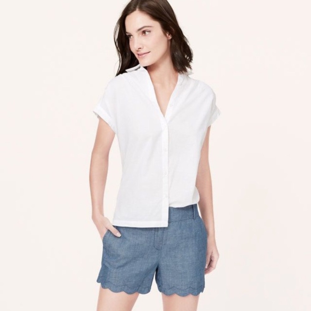 Chambray scalloped shorts